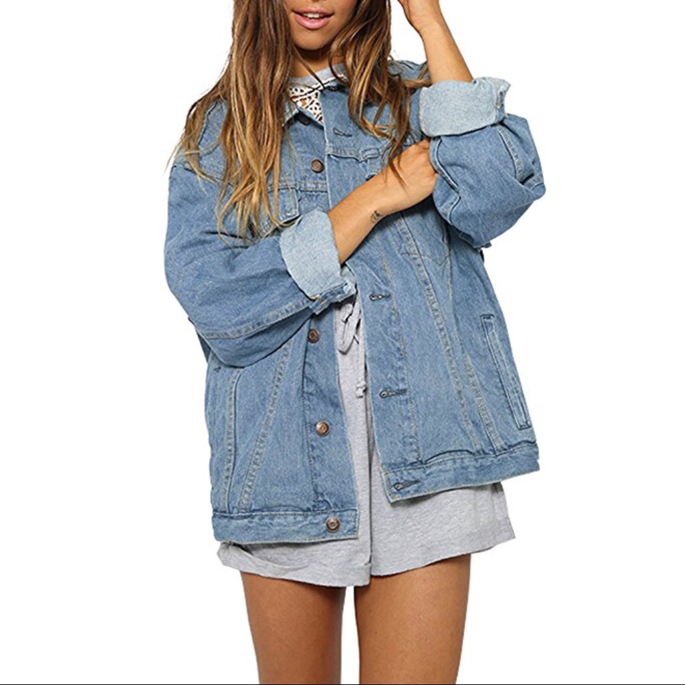 ✦🎉HP🎉NEW Boyfriend Long Sleeve Loose Jean Jacket - Picture 2 of 8